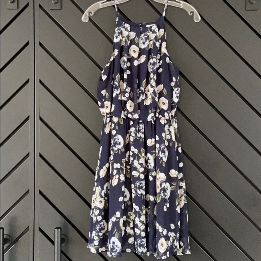 Blue Rain Floral Dress NWOT